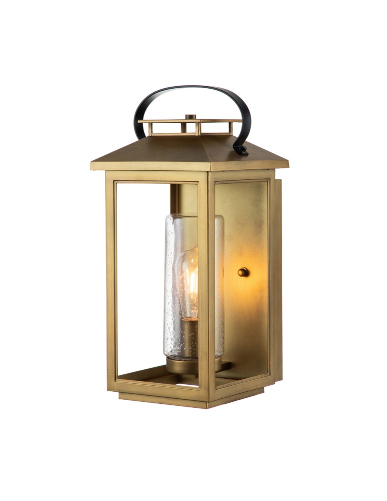 Quintiesse Średnia latarnia naścienna Atwater - 1 źródło światła - Postarzany mosiądz IP44 Elstead Lighting QN-ATWATER-M
