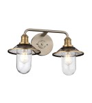 Kinkiety łazienkowe - Quintiesse Kinkiet Rigby - 2 źródła światła - Antyczny nikiel / Stary mosiądz IP44 Elstead Lighting QN-RIGBY2-BATH-AN - product 1