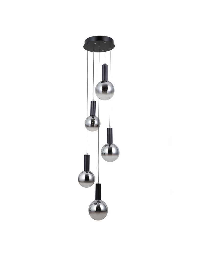 Lampy wiszące kule - ITALUX Strela Wisząca 5xLED 25W 3000K Czarny mat PND-34378-5S-BK - product kolory-swiatla.pl 2