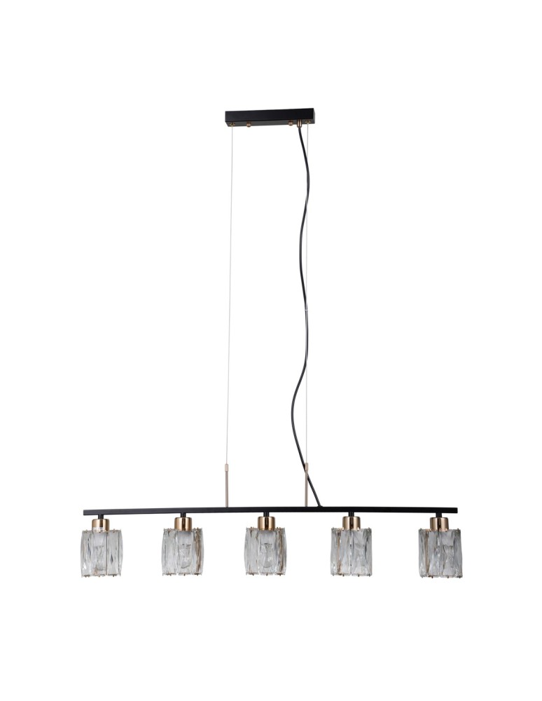 Lampy wiszące nad wyspę - ITALUX Simona Wisząca 5xE14 40W Czarny mat, chrom PND-40814-5-BK-HBR - product kolory-swiatla.pl 2