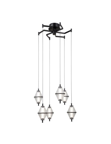 ITALUX Fuente Wisząca 6xLED 30W 3000K Czarny mat, chrom PND-34395-6-BK