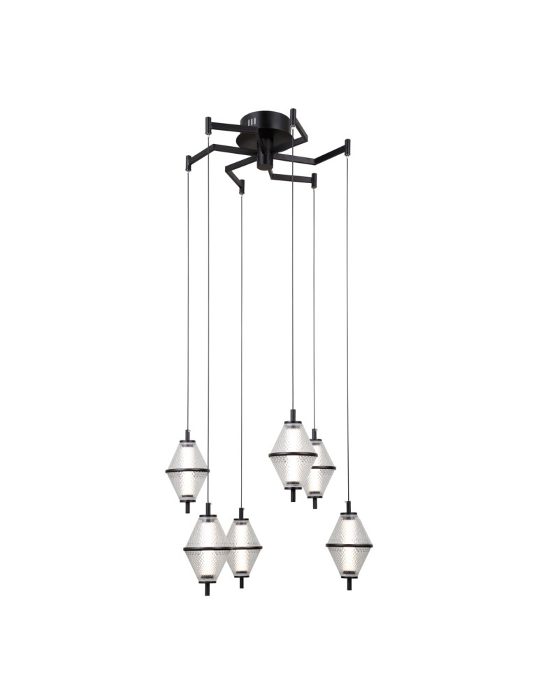 ITALUX Fuente Wisząca 6xLED 30W 3000K Czarny mat, chrom PND-34395-6-BK