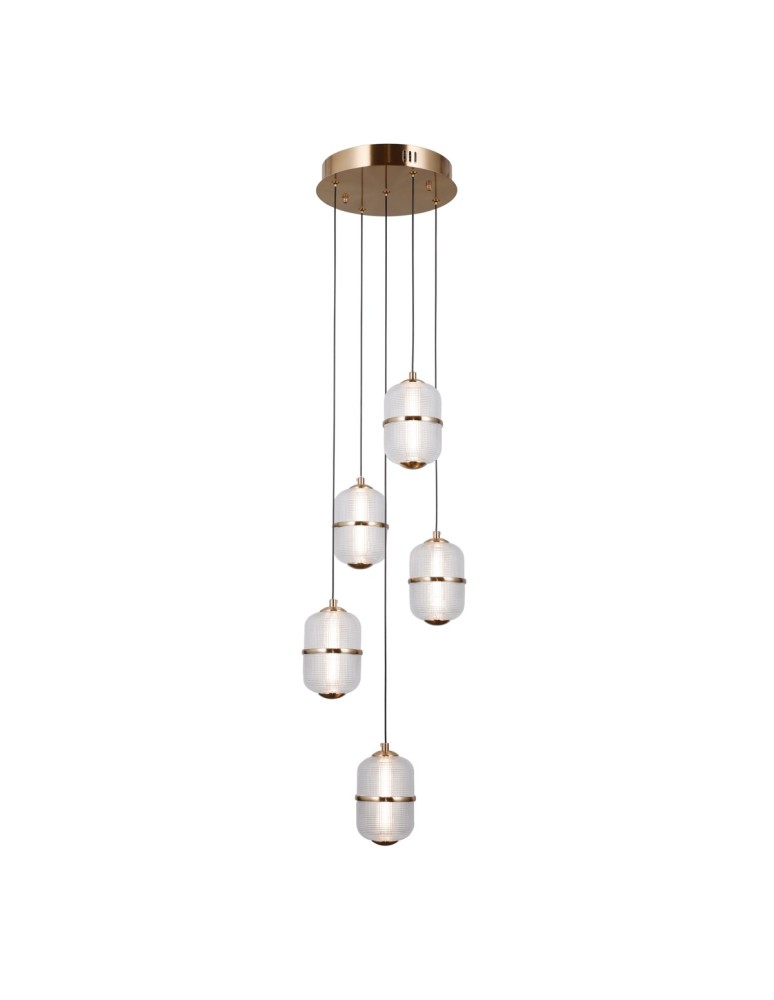 ITALUX Alani Wisząca 5xLED 28W 3000K Złoty PND-34375-5-HBR