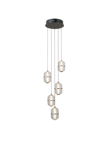 ITALUX Alani Wisząca 5xLED 28W 3000K Czarny mat, złoty PND-34375-5-BK