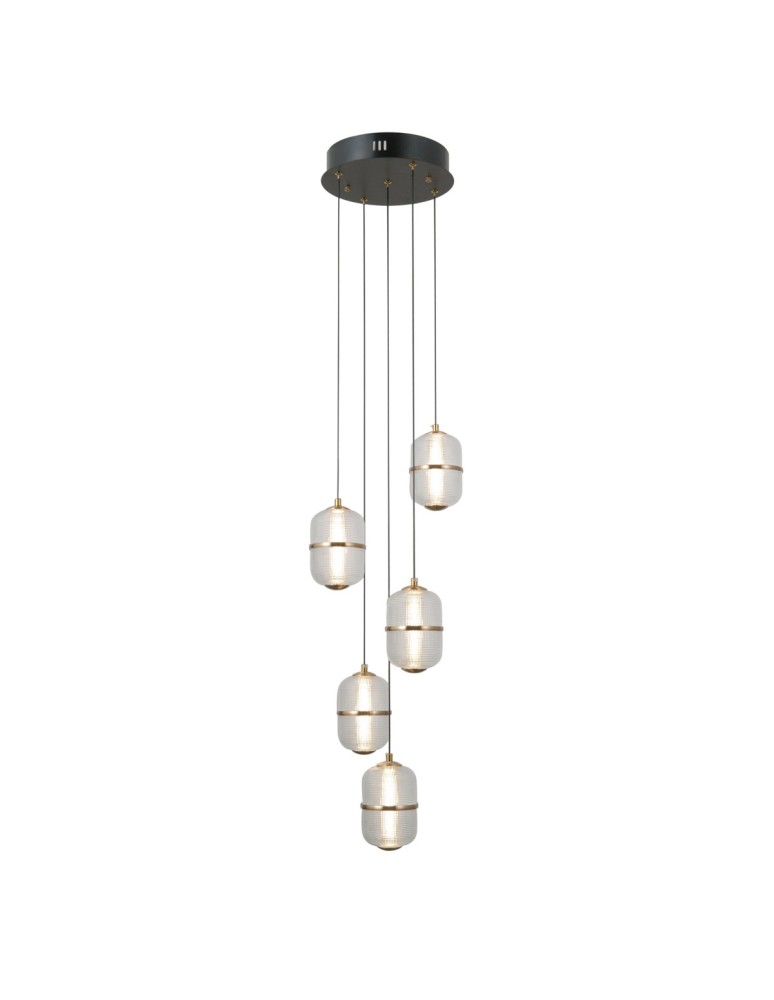ITALUX Alani Wisząca 5xLED 28W 3000K Czarny mat, złoty PND-34375-5-BK