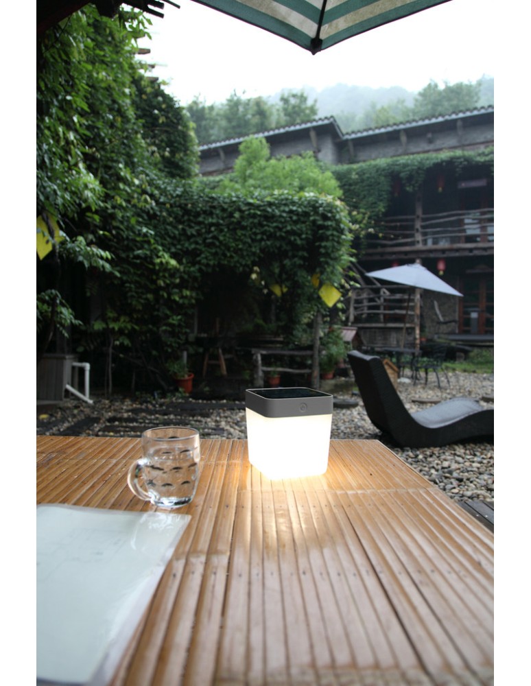 Lampy solarne - Lutec TABLE CUBE Zewnętrzna LED Srebrnoszary 6908001337 - produkt kolory-swiatla.pl 2