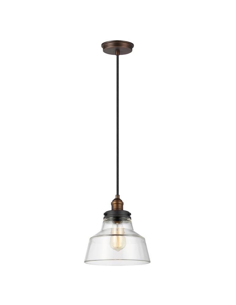Elstead Lighting Lampa wisząca Baskin - 1 źródło światła - Postarzany mosiądz / Ciemny postarzany cynk FE-BASKIN-P-A-BR Elstead Lighting Lampa wisząca Baskin - 1 źródło światła - Postarzany mosiądz / Ciemny postarzany cynk FE-BASKIN-P-A-BR
