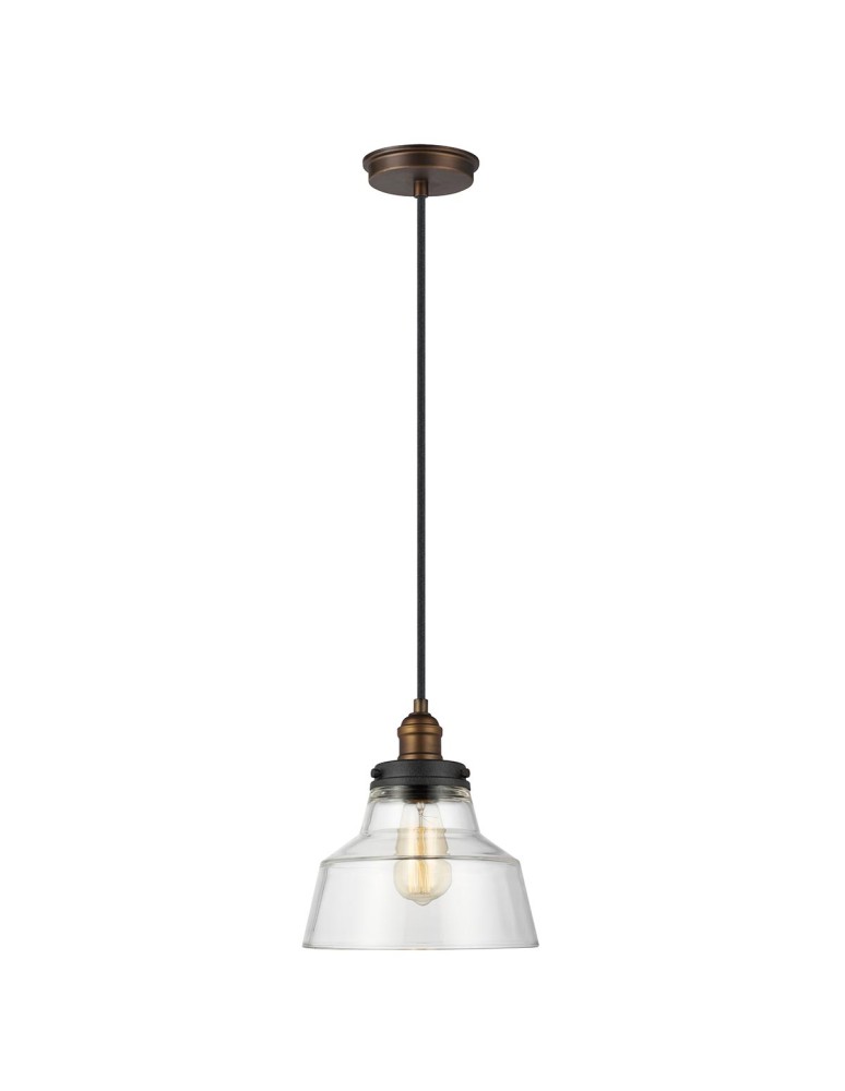 Elstead Lighting Lampa wisząca Baskin - 1 źródło światła - Postarzany mosiądz / Ciemny postarzany cynk FE-BASKIN-P-A-BR Elstead Lighting Lampa wisząca Baskin - 1 źródło światła - Postarzany mosiądz / Ciemny postarzany cynk FE-BASKIN-P-A-BR