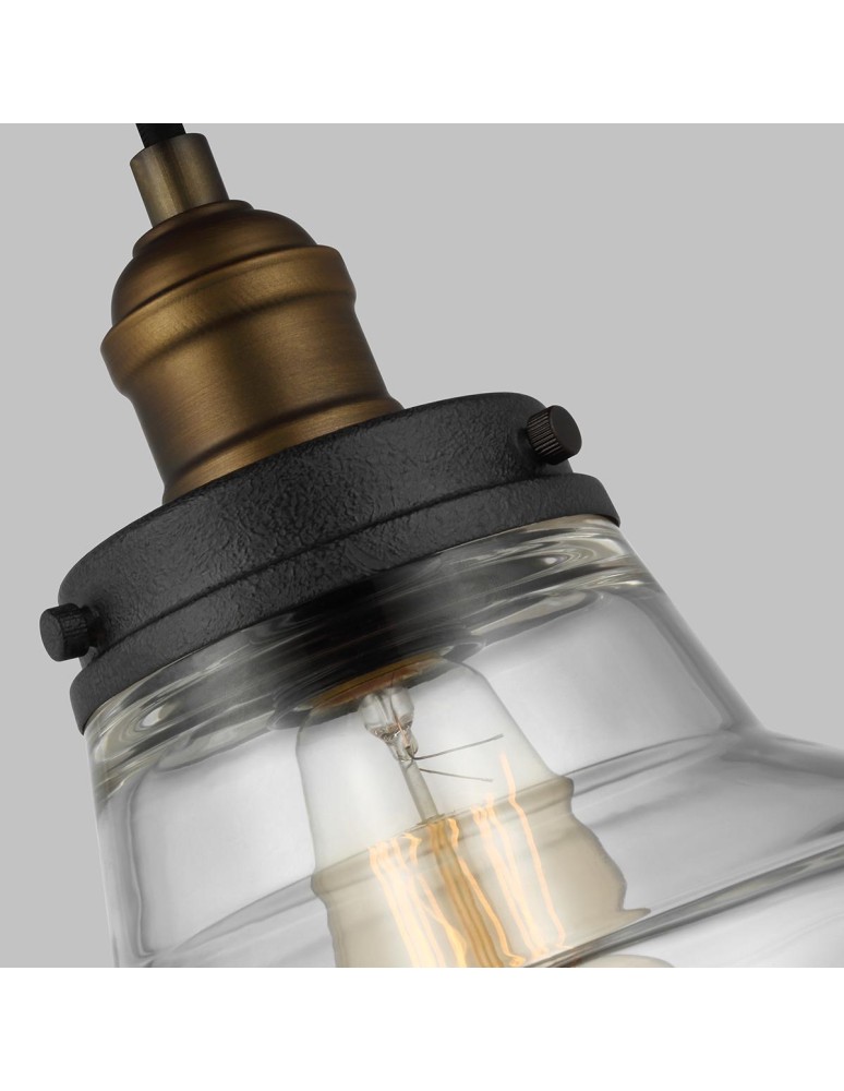 Elstead Lighting Lampa wisząca Baskin - 1 źródło światła - Postarzany mosiądz / Ciemny postarzany cynk FE-BASKIN-P-A-BR Elstead Lighting Lampa wisząca Baskin - 1 źródło światła - Postarzany mosiądz / Ciemny postarzany cynk FE-BASKIN-P-A-BR