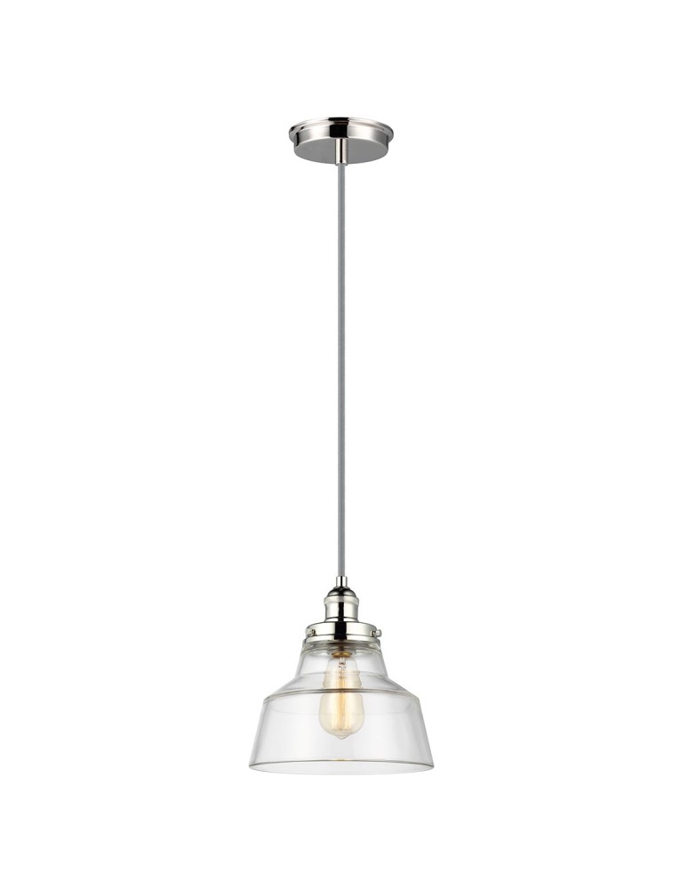 Elstead Lighting Lampa wisząca Baskin - 1 źródło światła - Polerowany nikiel FE-BASKIN-P-A-PN Elstead Lighting Lampa wisząca Baskin - 1 źródło światła - Polerowany nikiel FE-BASKIN-P-A-PN