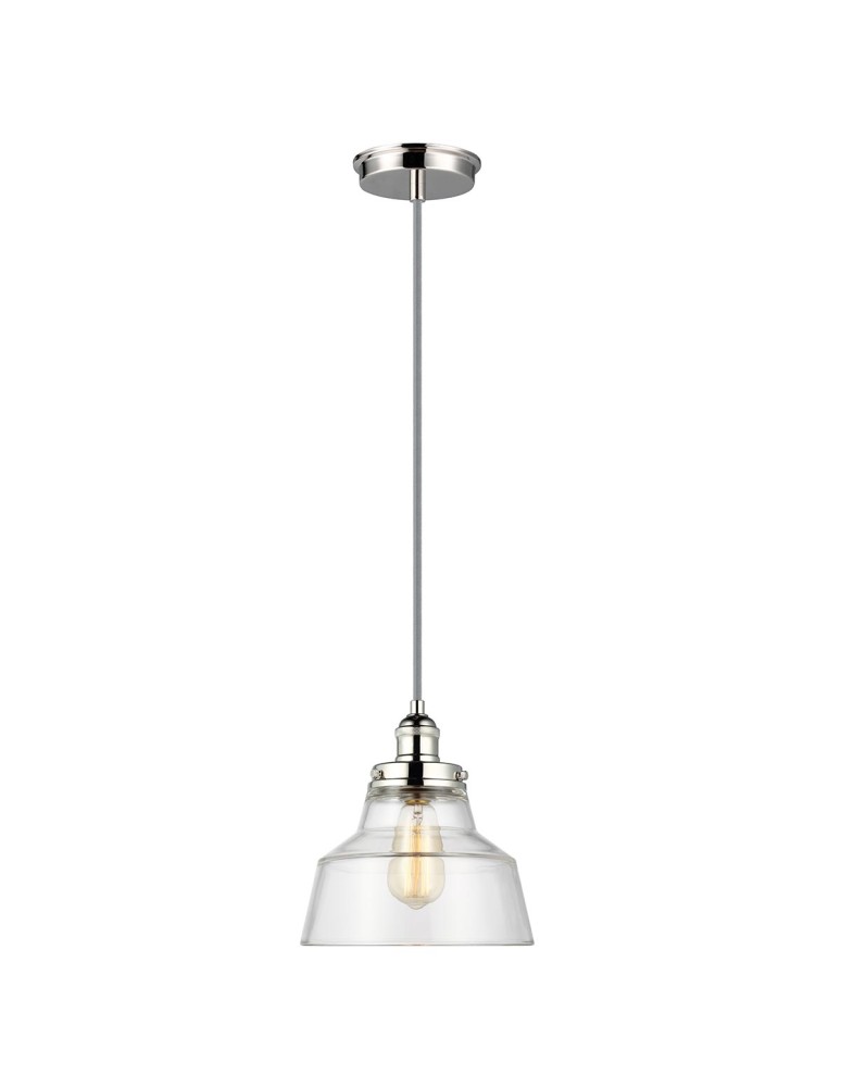 Elstead Lighting Lampa wisząca Baskin - 1 źródło światła - Polerowany nikiel FE-BASKIN-P-A-PN Elstead Lighting Lampa wisząca Baskin - 1 źródło światła - Polerowany nikiel FE-BASKIN-P-A-PN