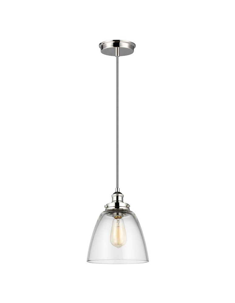Elstead Lighting Lampa wisząca Baskin - 1 źródło światła - Polerowany nikiel FE-BASKIN-P-B-PN Elstead Lighting Lampa wisząca Baskin - 1 źródło światła - Polerowany nikiel FE-BASKIN-P-B-PN