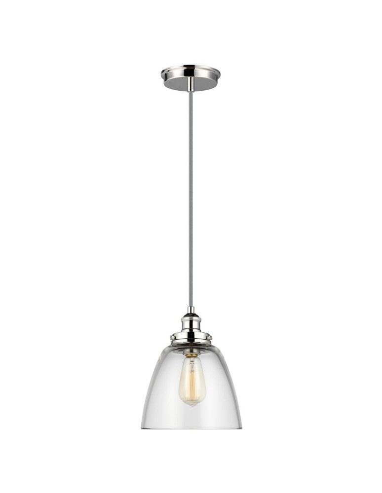 Elstead Lighting Lampa wisząca Baskin - 1 źródło światła - Polerowany nikiel FE-BASKIN-P-B-PN Elstead Lighting Lampa wisząca Baskin - 1 źródło światła - Polerowany nikiel FE-BASKIN-P-B-PN