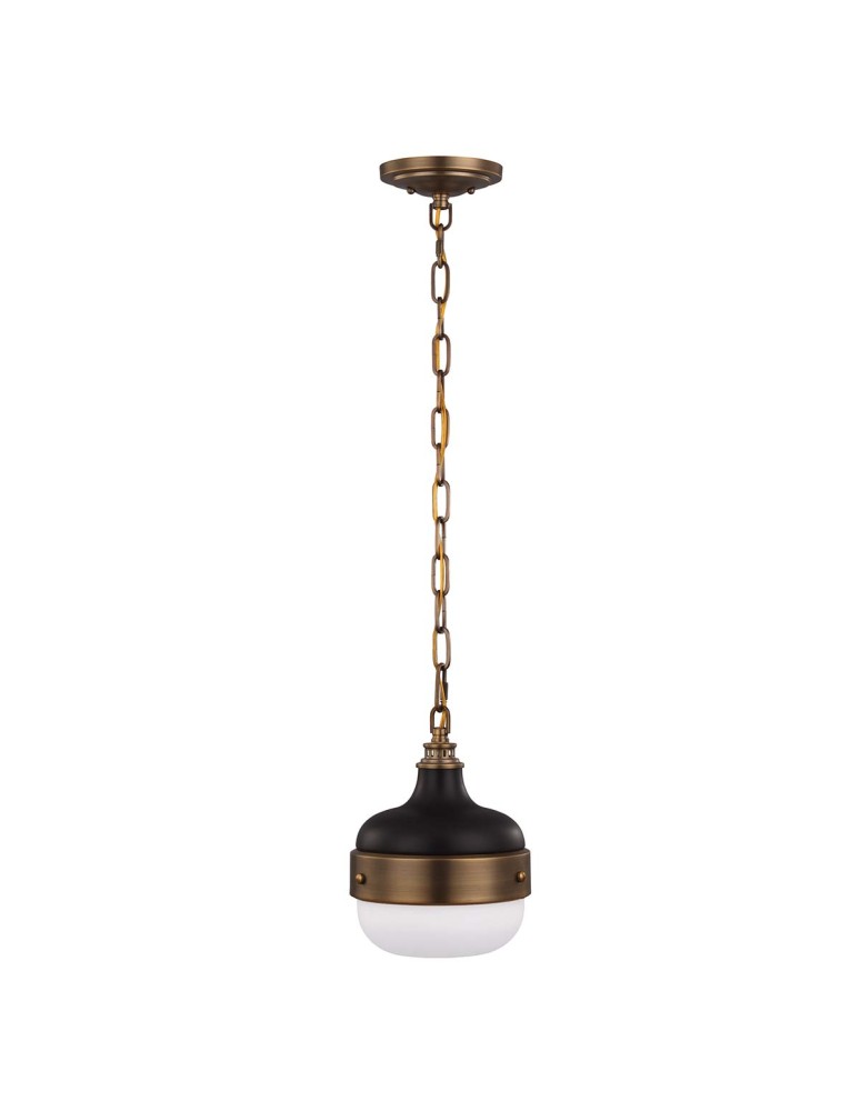 Elstead Lighting Mała lampa wisząca Cadence - 1 źródło światła - Ciemny antyczny mosiądz / Matowa czerń FE-CADENCE-1P-M Elstead Lighting Mała lampa wisząca Cadence - 1 źródło światła - Ciemny antyczny mosiądz / Matowa czerń FE-CADENCE-1P-M