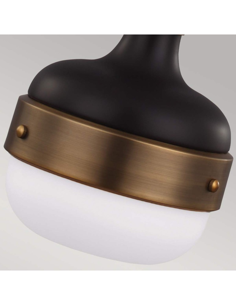 Elstead Lighting Mała lampa wisząca Cadence - 1 źródło światła - Ciemny antyczny mosiądz / Matowa czerń FE-CADENCE-1P-M Elstead Lighting Mała lampa wisząca Cadence - 1 źródło światła - Ciemny antyczny mosiądz / Matowa czerń FE-CADENCE-1P-M