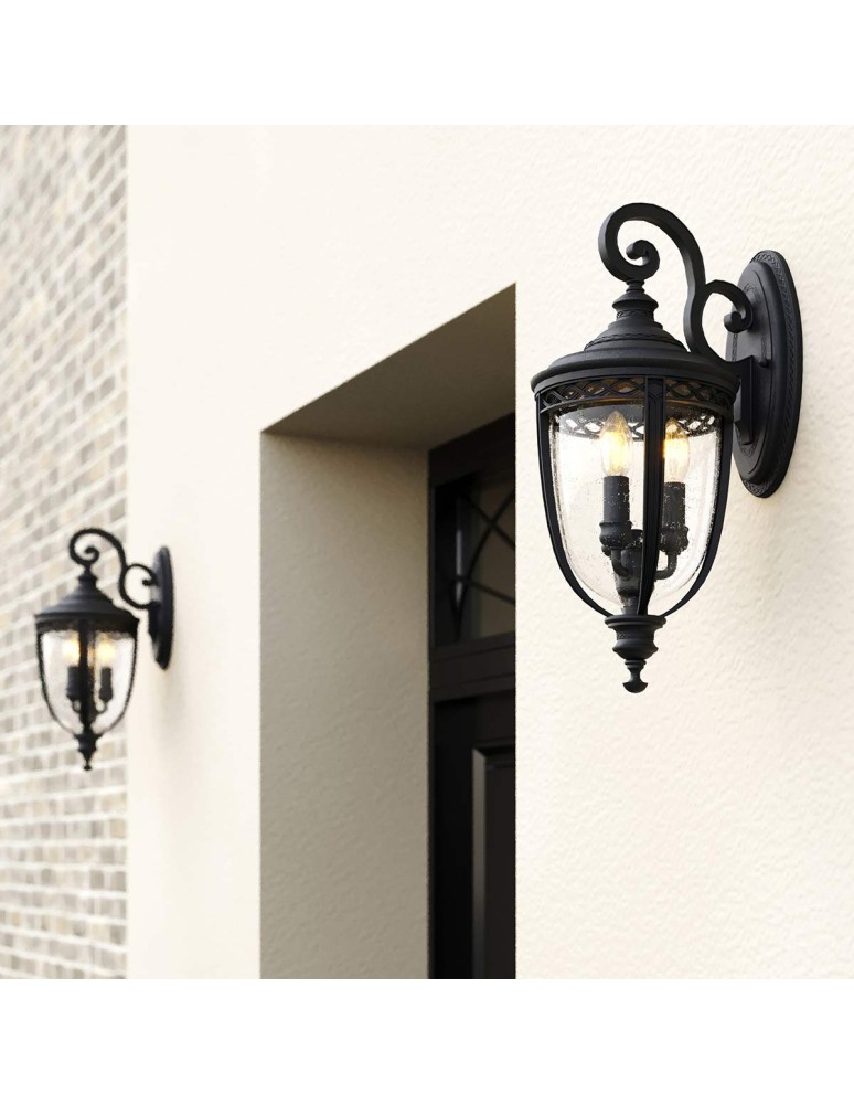 Kinkiety zewnętrzne - Elstead Lighting Duża latarnia naścienna English Bridle - 3 źródła światła - Czarna IP44 FE-EB2-L-BLK - product kolory-swiatla.pl 5