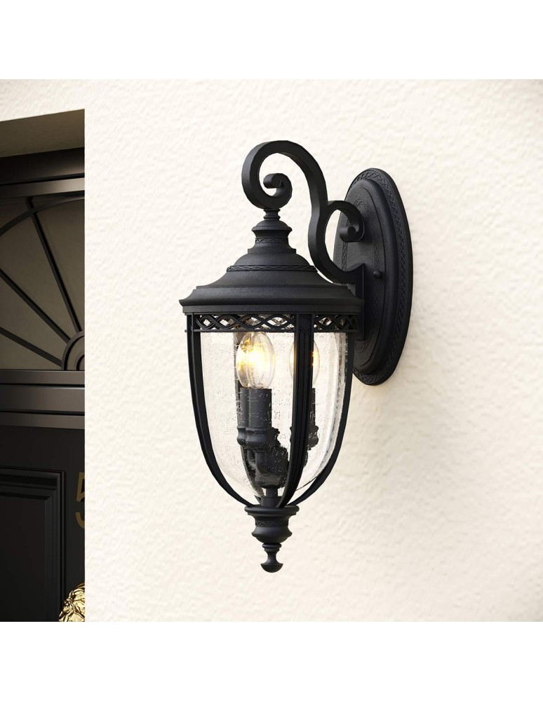 Kinkiety zewnętrzne - Elstead Lighting Duża latarnia naścienna English Bridle - 3 źródła światła - Czarna IP44 FE-EB2-L-BLK - product kolory-swiatla.pl 6