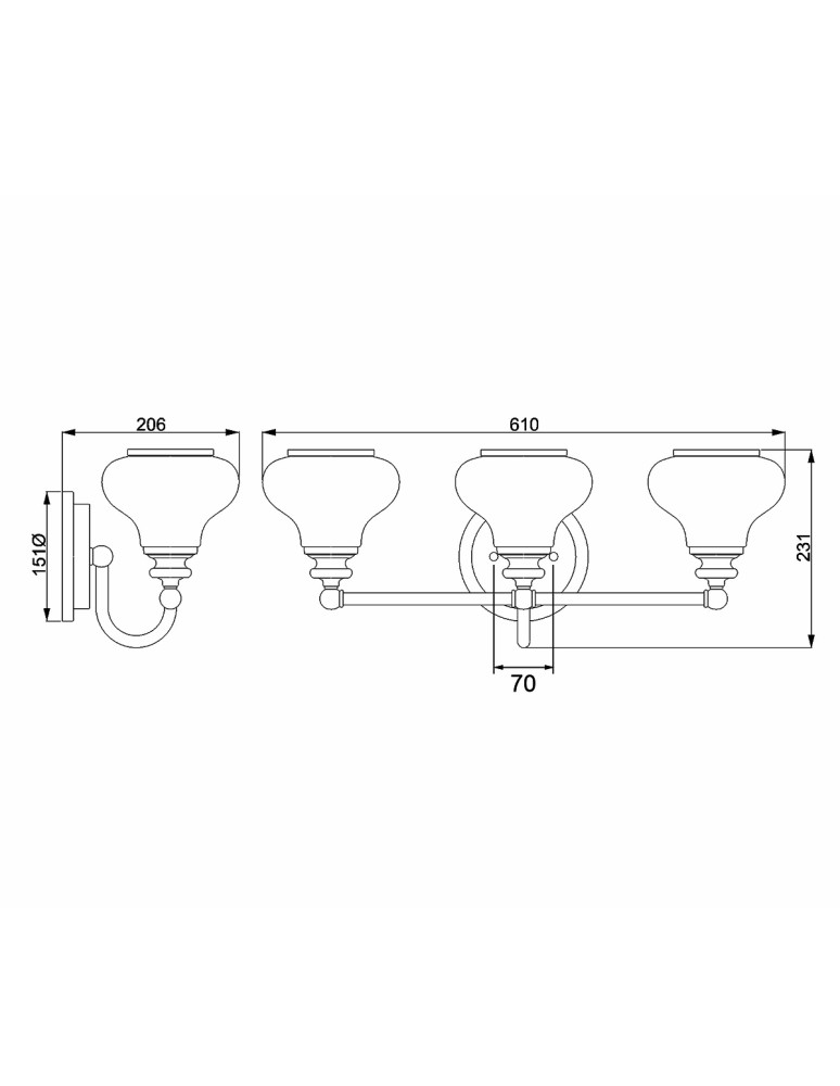 Elstead Lighting Kinkiet Ainsley - 3 źródła światła - Szczotkowany mosiądz IP44 HK-AINSLEY3-BATH-BB Elstead Lighting Kinkiet Ainsley - 3 źródła światła - Szczotkowany mosiądz IP44 HK-AINSLEY3-BATH-BB
