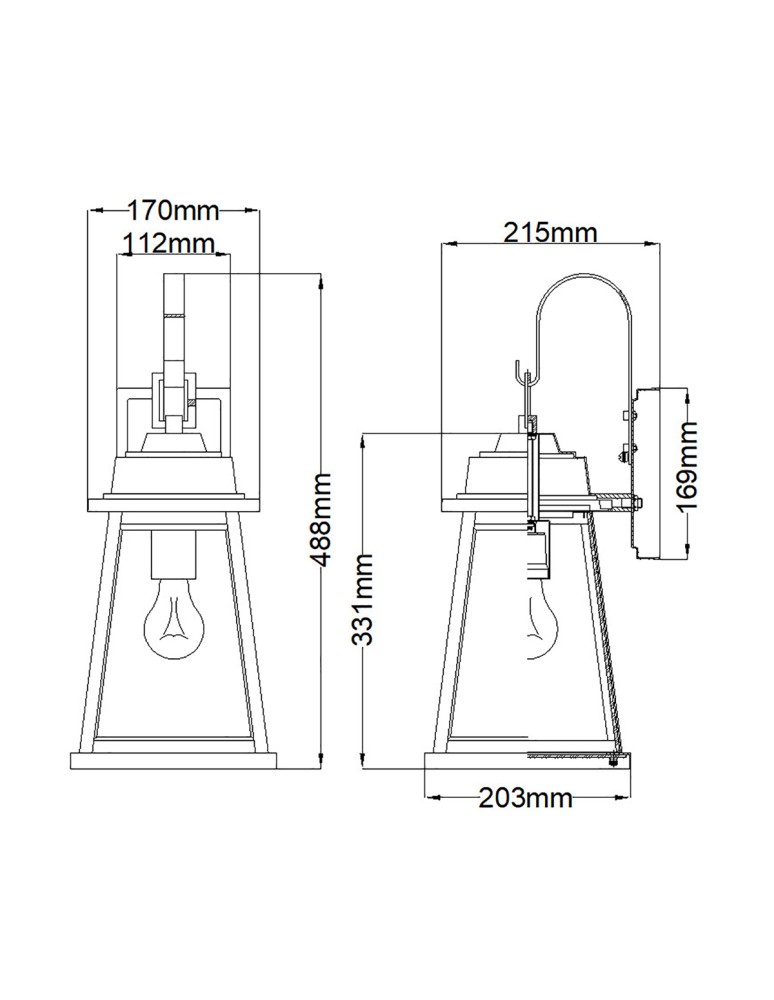 Elstead Lighting Średnia latarnia naścienna Bainbridge - 1 źródło światła IP44 HK-BAINBRIDGE-M-OZ Elstead Lighting Średnia latarnia naścienna Bainbridge - 1 źródło światła IP44 HK-BAINBRIDGE-M-OZ