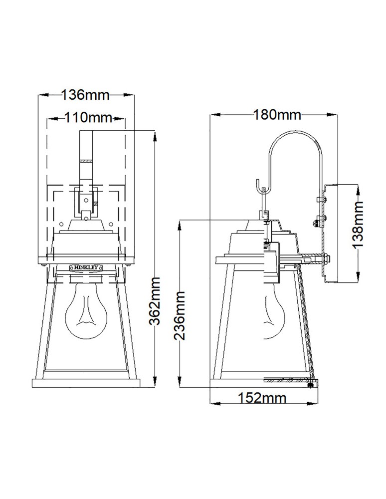 Elstead Lighting Mała latarnia naścienna Bainbridge - 1 źródło światła IP44 HK-BAINBRIDGE-S-OZ