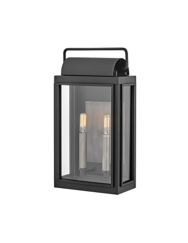 Elstead Lighting Średnia latarnia naścienna Sag Harbor - 2 źródła światła - Czarna IP44 HK-SAG-HARBOR-M-BK