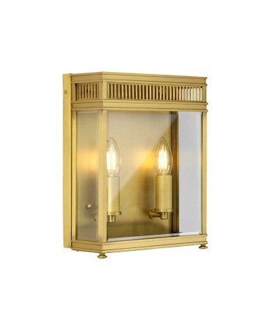 Elstead Lighting Średnia latarnia naścienna Holborn - 2 źródła światła - Szczotkowany mosiądz IP44 HL7-M-BB