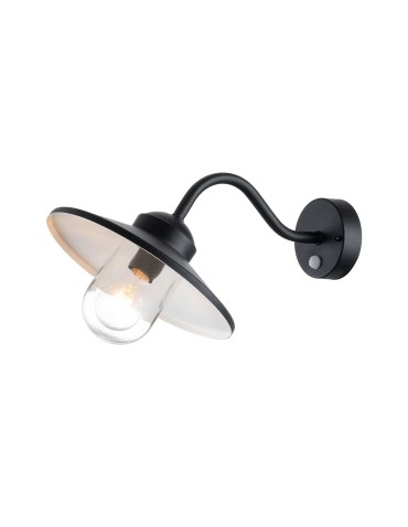 Elstead Lighting Latarnia naścienna z czujnikiem PIR Klampenborg - 1 źródło światła - Czarna IP44 KLAMPENBORG-PIR-BK