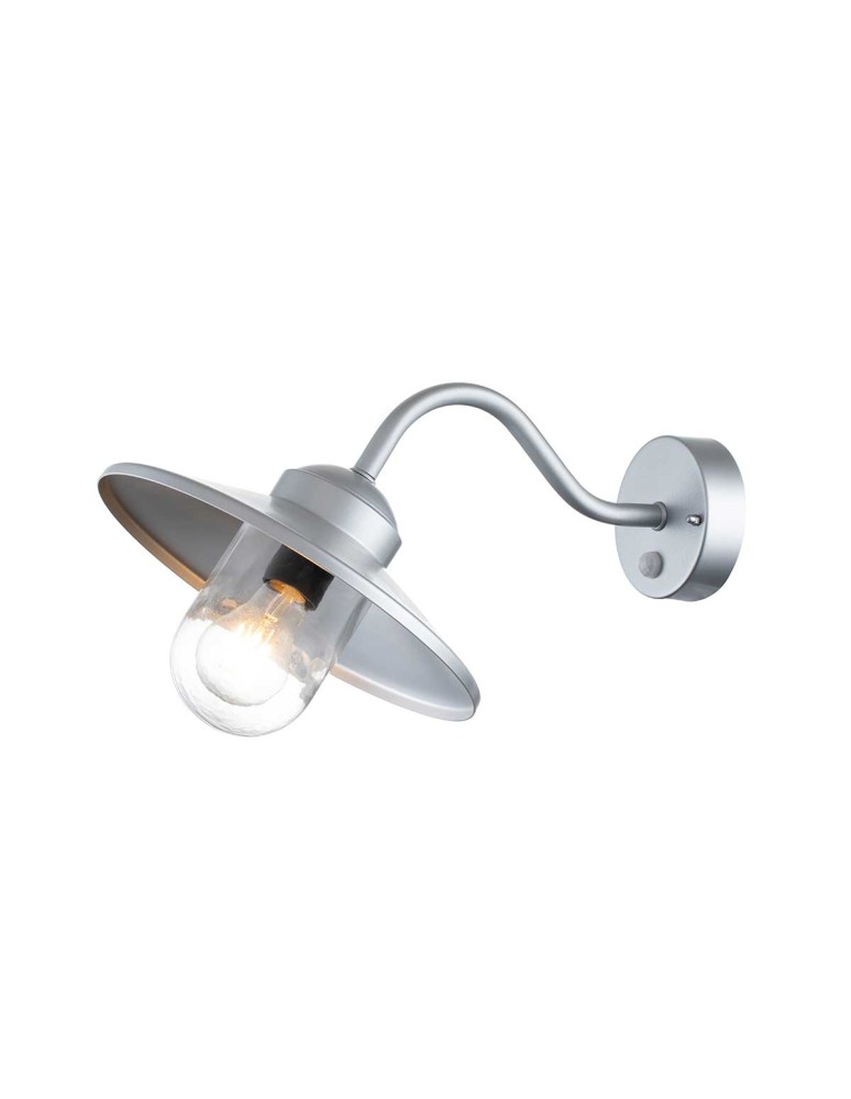Elstead Lighting Latarnia naścienna z czujnikiem PIR Klampenborg - 1 źródło światła - Srebrna IP44 KLAMPENBORG-PIR-SIL Elstead Lighting Latarnia naścienna z czujnikiem PIR Klampenborg - 1 źródło światła - Srebrna IP44 KLAMPENBORG-PIR-SIL