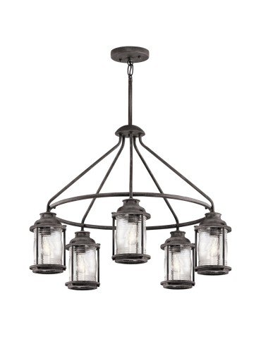 Elstead Lighting Latarnia wisząca Ashland Bay - 5 źródeł światła - Postarzany cynk IP44 KL-ASHLANDBAY-5P