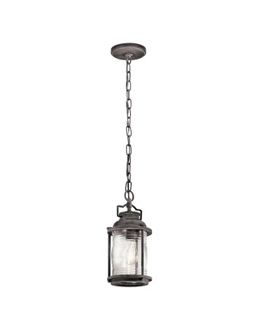 Elstead Lighting Mała latarnia wisząca Ashland Bay - 1 źródło światła - Postarzany cynk IP44 KL-ASHLANDBAY8-S