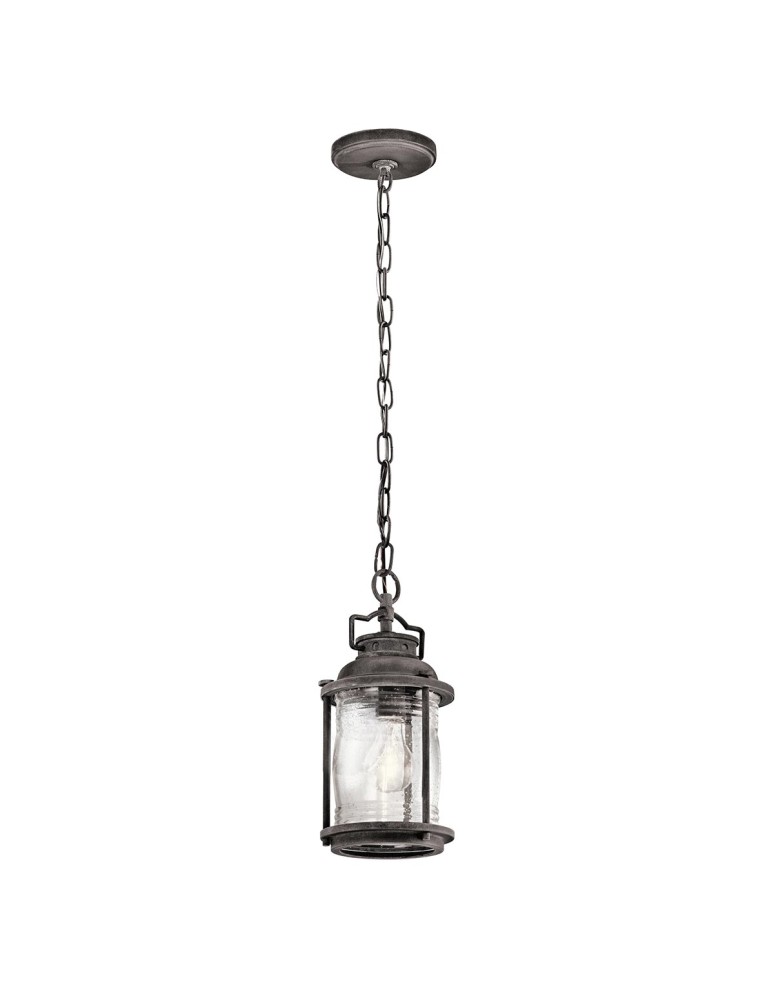 Elstead Lighting Mała latarnia wisząca Ashland Bay - 1 źródło światła - Postarzany cynk IP44 KL-ASHLANDBAY8-S