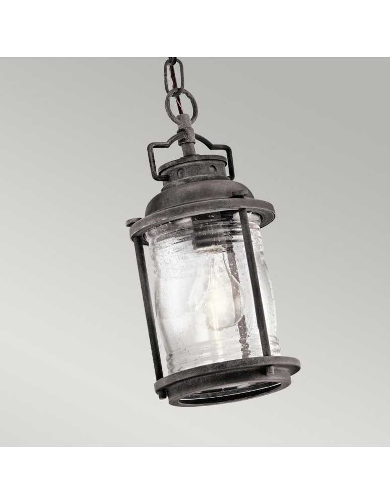 Elstead Lighting Mała latarnia wisząca Ashland Bay - 1 źródło światła - Postarzany cynk IP44 KL-ASHLANDBAY8-S