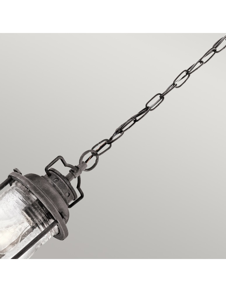 Elstead Lighting Mała latarnia wisząca Ashland Bay - 1 źródło światła - Postarzany cynk IP44 KL-ASHLANDBAY8-S