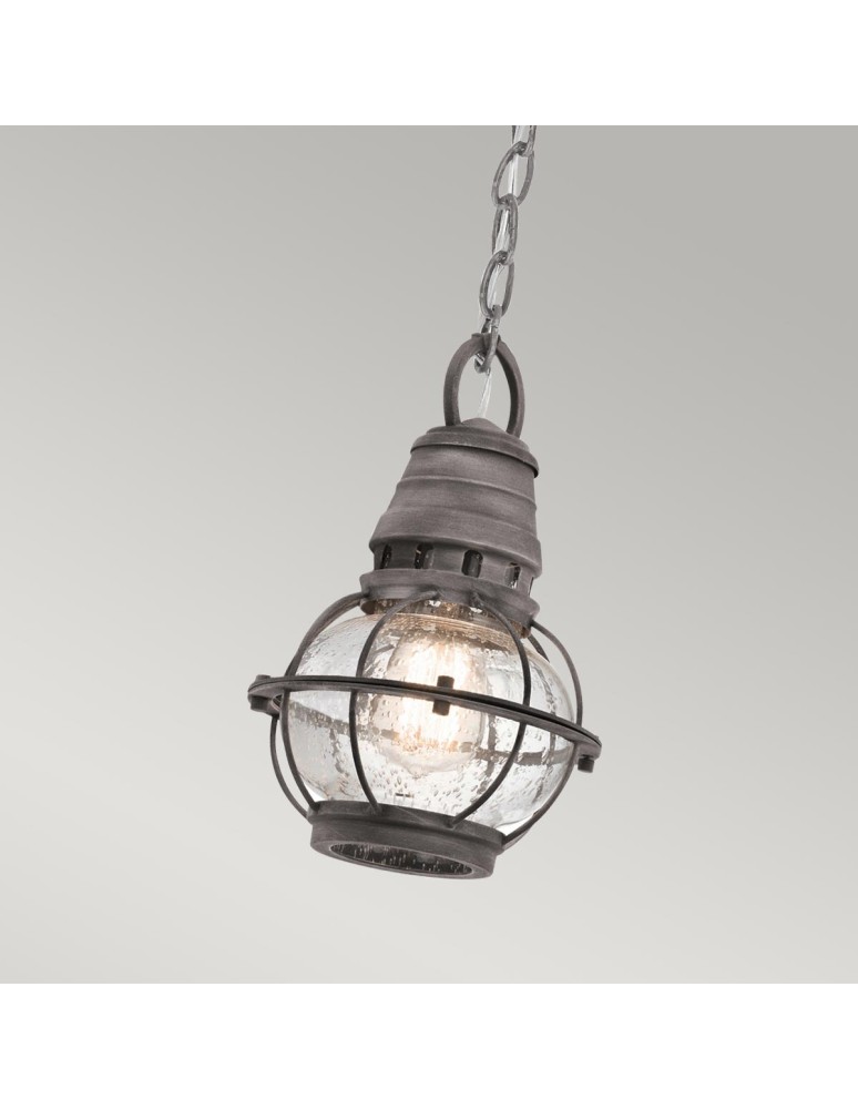 Elstead Lighting Mała latarnia wisząca Bridge Point - 1 źródło światła - Postarzany cynk IP44 KL-BRIDGEPOINT8S