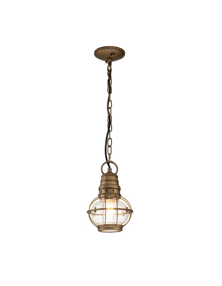 Elstead Lighting Mała latarnia wisząca Bridge Point - 1 źródło światła - Naturalny mosiądz IP44 KL-BRIDGEPOINT8S-NBR