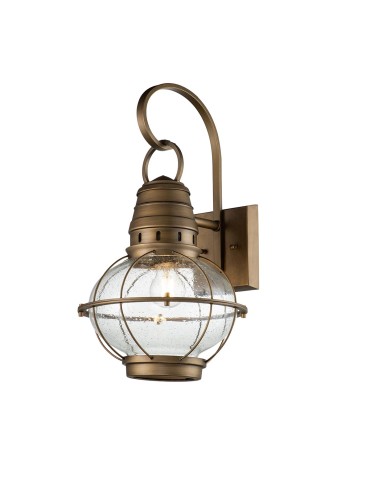 Elstead Lighting Duża latarnia naścienna Bridge Point - 1 źródło światła - Naturalny mosiądz IP44 KL-BRIDGEPOINT-L-NBR