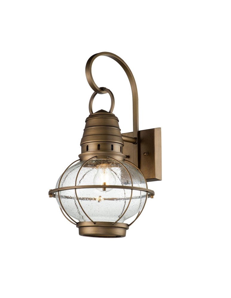 Elstead Lighting Duża latarnia naścienna Bridge Point - 1 źródło światła - Naturalny mosiądz IP44 KL-BRIDGEPOINT-L-NBR