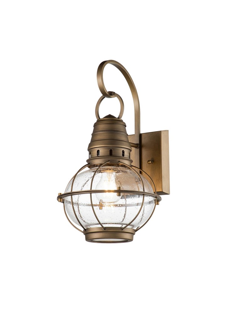 Elstead Lighting Średnia latarnia naścienna Bridge Point - 1 źródło światła - Naturalny mosiądz IP44 KL-BRIDGEPOINT-M-NB