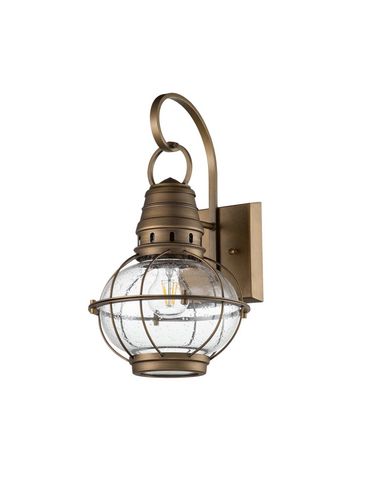 Elstead Lighting Średnia latarnia naścienna Bridge Point - 1 źródło światła - Naturalny mosiądz IP44 KL-BRIDGEPOINT-M-NB