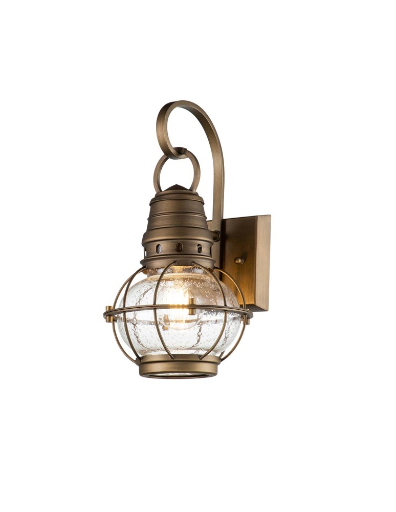 Elstead Lighting Mała latarnia naścienna Bridge Point - 1 źródło światła - Naturalny mosiądz IP44 KL-BRIDGEPOINT-S-NBR