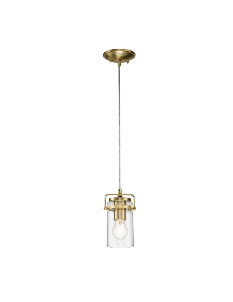 Elstead Lighting Mała lampa wisząca Brinley - 1 źródło światła - Szczotkowany mosiądz KL-BRINLEY-MP-BB Elstead Lighting Mała lampa wisząca Brinley - 1 źródło światła - Szczotkowany mosiądz KL-BRINLEY-MP-BB