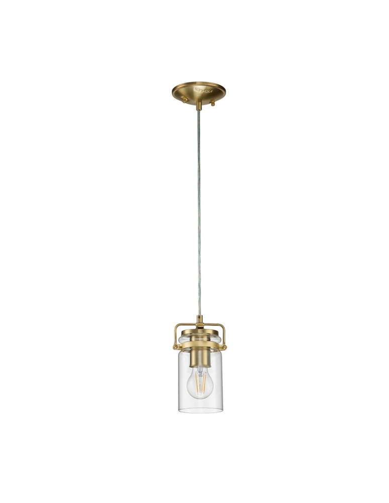 Elstead Lighting Mała lampa wisząca Brinley - 1 źródło światła - Szczotkowany mosiądz KL-BRINLEY-MP-BB Elstead Lighting Mała lampa wisząca Brinley - 1 źródło światła - Szczotkowany mosiądz KL-BRINLEY-MP-BB