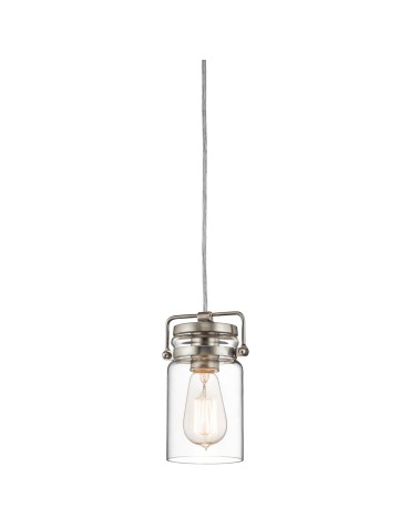 Elstead Lighting Mała lampa wisząca Brinley - 1 źródło światła - Szczotkowany nikiel KL-BRINLEY-MP-NI