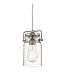 Elstead Lighting Mała lampa wisząca Brinley - 1 źródło światła - Szczotkowany nikiel KL-BRINLEY-MP-NI Elstead Lighting Mała lampa wisząca Brinley - 1 źródło światła - Szczotkowany nikiel KL-BRINLEY-MP-NI