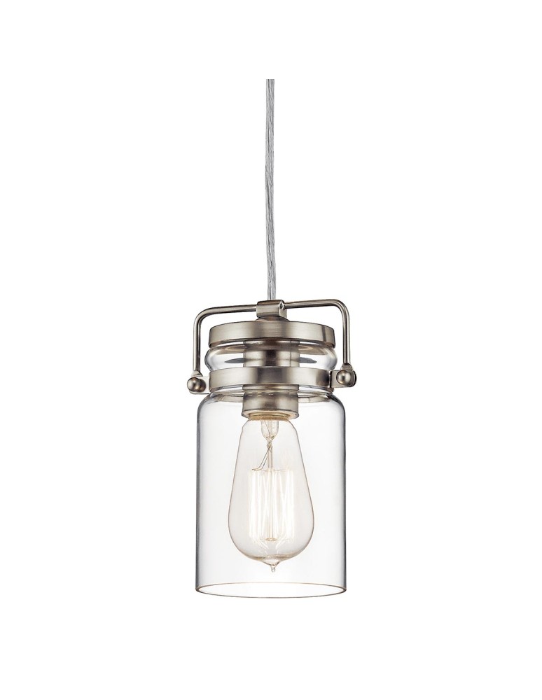 Elstead Lighting Mała lampa wisząca Brinley - 1 źródło światła - Szczotkowany nikiel KL-BRINLEY-MP-NI Elstead Lighting Mała lampa wisząca Brinley - 1 źródło światła - Szczotkowany nikiel KL-BRINLEY-MP-NI