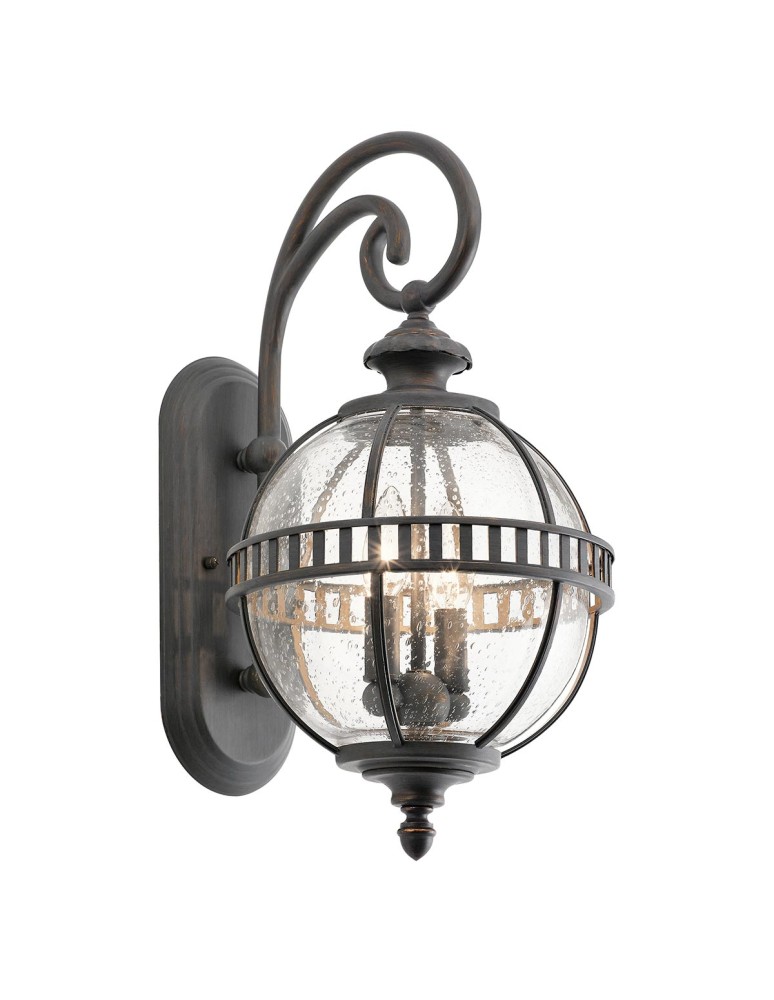 Elstead Lighting Mała latarnia naścienna Halleron - 2 źródła światła - Szaro-brązowa IP44 KL-HALLERON-2S