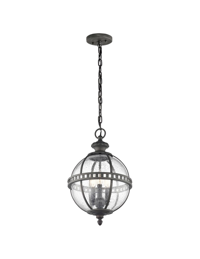 Elstead Lighting Latarnia wisząca Halleron - 3 źródła światła - Szaro-brązowa IP44 KL-HALLERON-8M