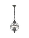 Elstead Lighting Latarnia wisząca Halleron - 3 źródła światła - Szaro-brązowa IP44 KL-HALLERON-8M