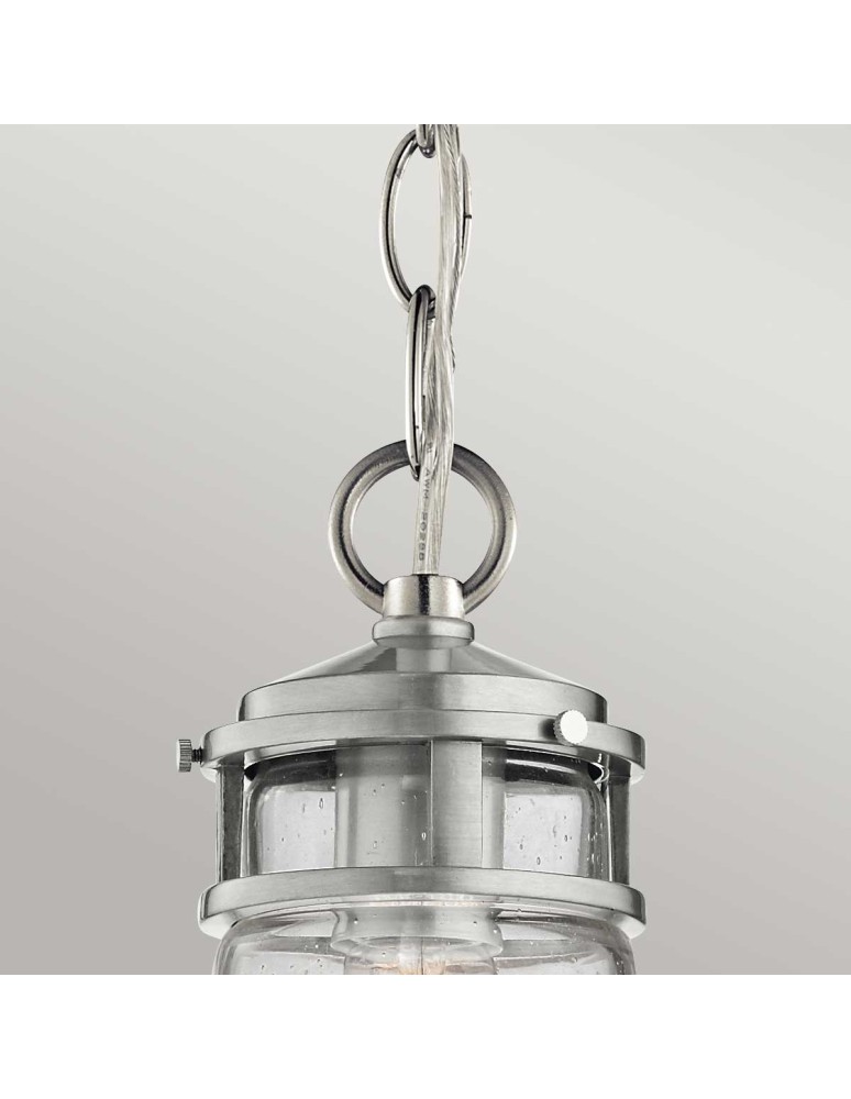 Elstead Lighting Mała latarnia wisząca Lyndon - 1 źródło światła - Szczotkowane aluminium IP44 KL-LYNDON8-S-BA
