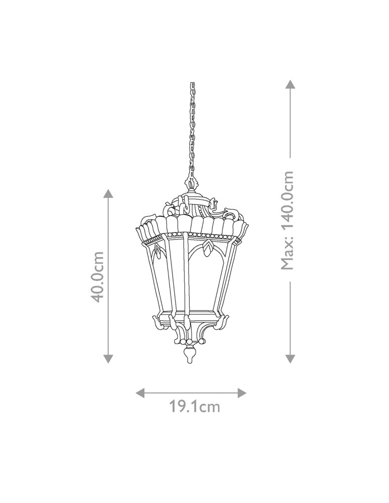 Elstead Lighting Średnia latarnia wisząca Tournai - 1 źródło światła IP44 KL-TOURNAI8-M